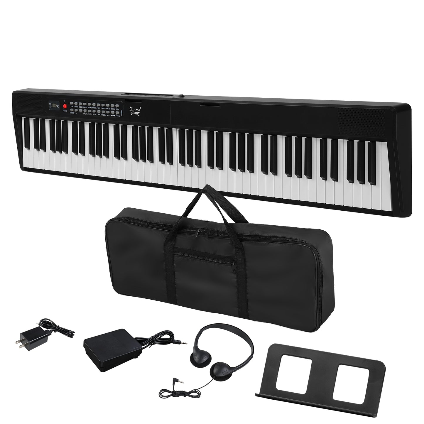 【Do not sale on Amazon】Glarry GPP-106 88 Key Folding Piano Semi-Weighted Standard Keyboards Digital Piano with MIDI Bluetooth, Handbag，Headphone，for Piano Lover Black color