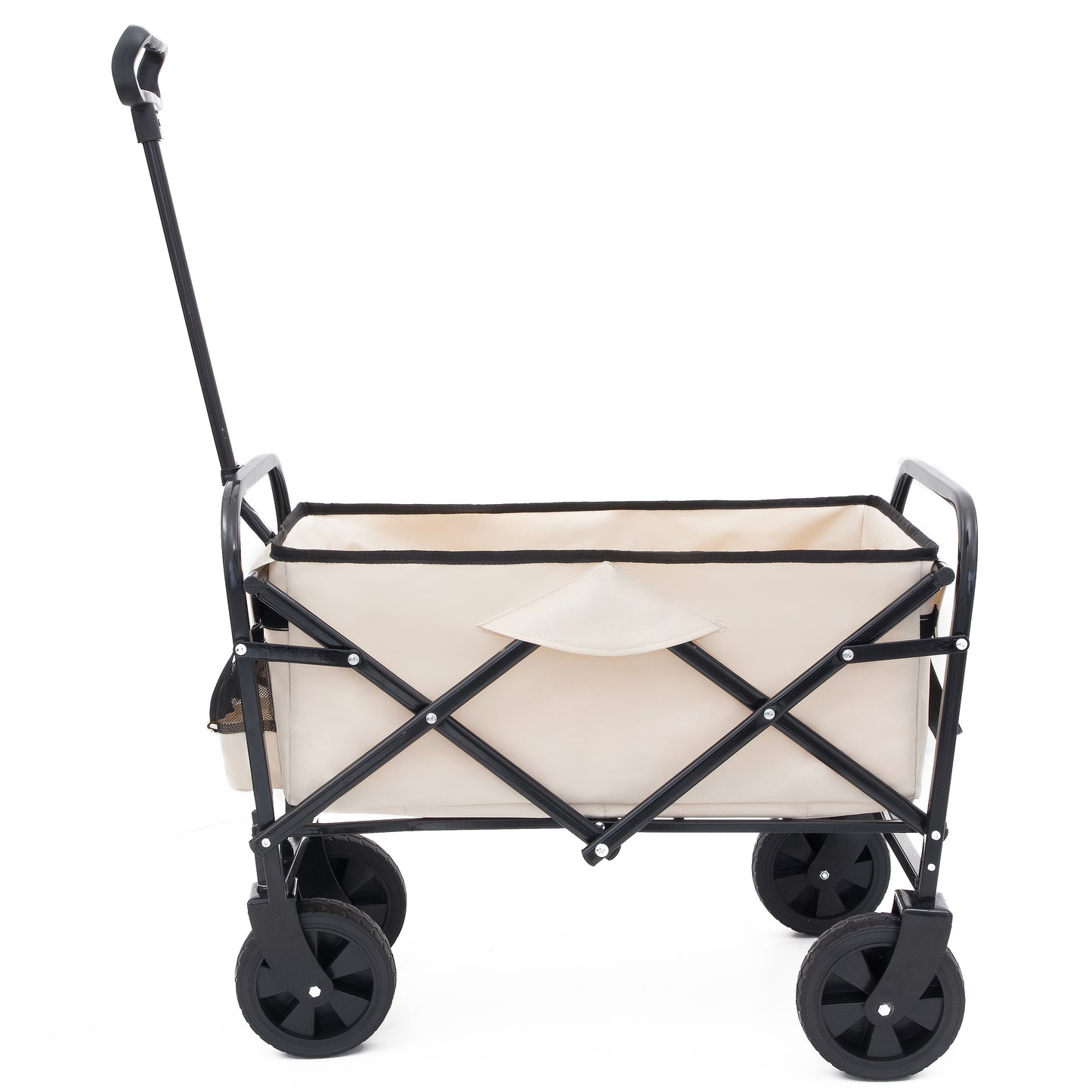 Extention Collapsible Foldable Wagon Cart Beach Wagon Heavy Duty Utility Cart Utility Wagon Grocery Cart for for Camping Shopping Sports Gardeing Fishing Supports 225lbs  cream