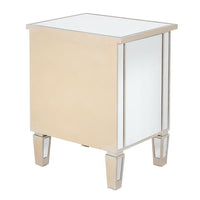 Modern and Contemporary Mirrored 2-Drawers Nightstand Bedside Table Silver Rose