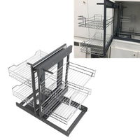 800mm Blind Corner Pull Out Organizer for Kitchen Cabinets - Slide Out Spice and Seasoning Rack