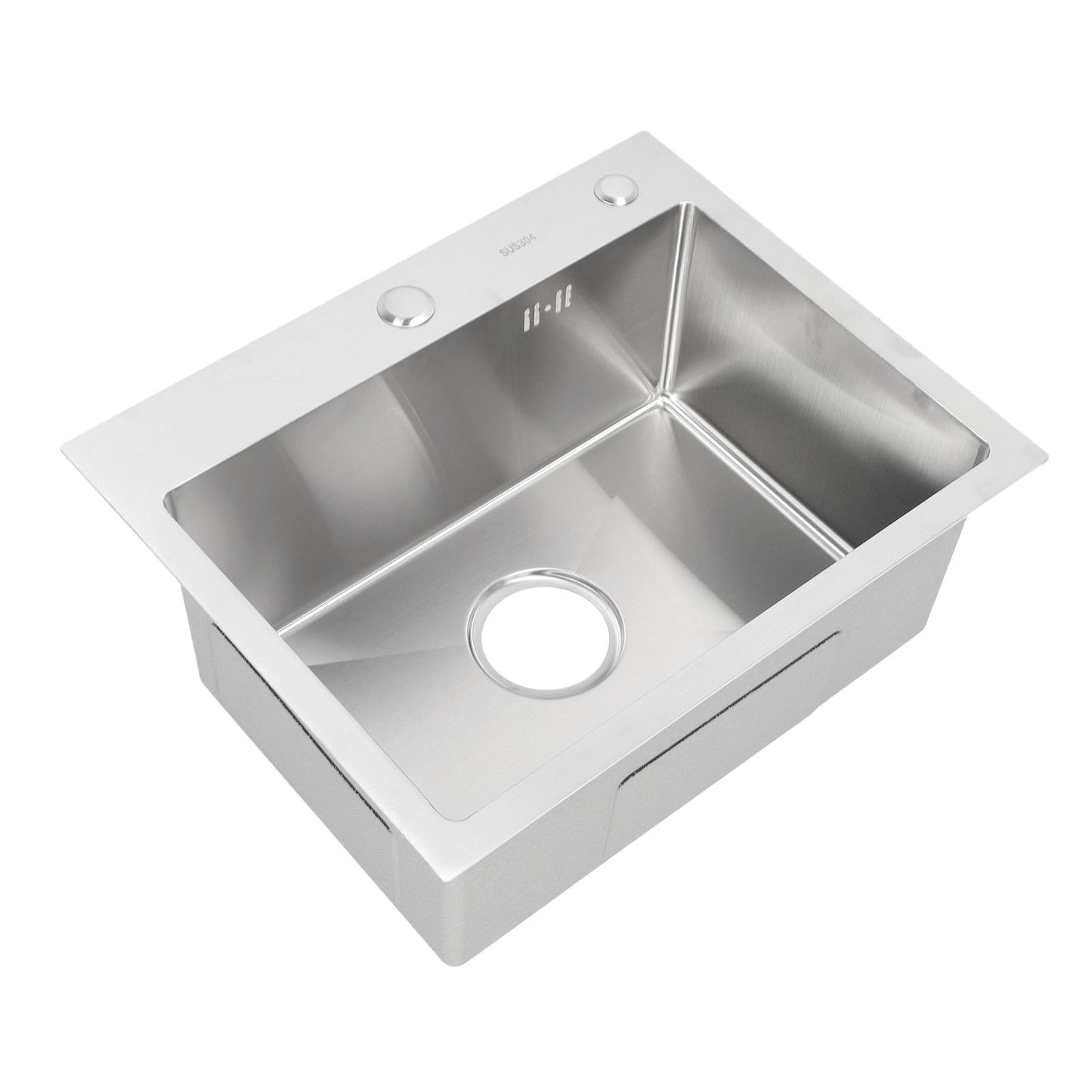 304 Stainless Steel Single Basin Sink with Drainer and Hose for Home Kitchen - Vegetable Washing Sink