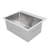 304 Stainless Steel Single Basin Sink with Drainer and Hose for Home Kitchen - Vegetable Washing Sink