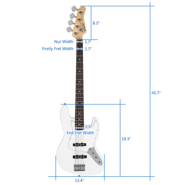 [Do Not Sell on Amazon]Glarry Electric GJazz Bass Guitar Cord Wrench Tool White