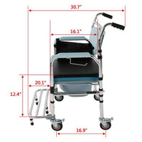 4 in 1 Multifunctional Aluminum Elder People Disabled People Pregnant Women Commode Chair Bath Chair Light Blue