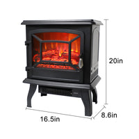 SF507-17 17 inch 1400w Freestanding Fireplace Fake Wood/Single Color/Heating Wire/A Rocker Flame Switch Button/a Rocker Heating Switch Button/a Temperature Control Knob with NTC/Black