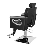 PVC Leather Cover Galvanized Square Tray with Footrest Retractable Barber Chair 300.00lbs Black HZ88111 N001