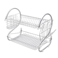 Multifunctional S-shaped Dual Layers Bowls & Dishes & Chopsticks & Spoons Collection Shelf Dish Drainer