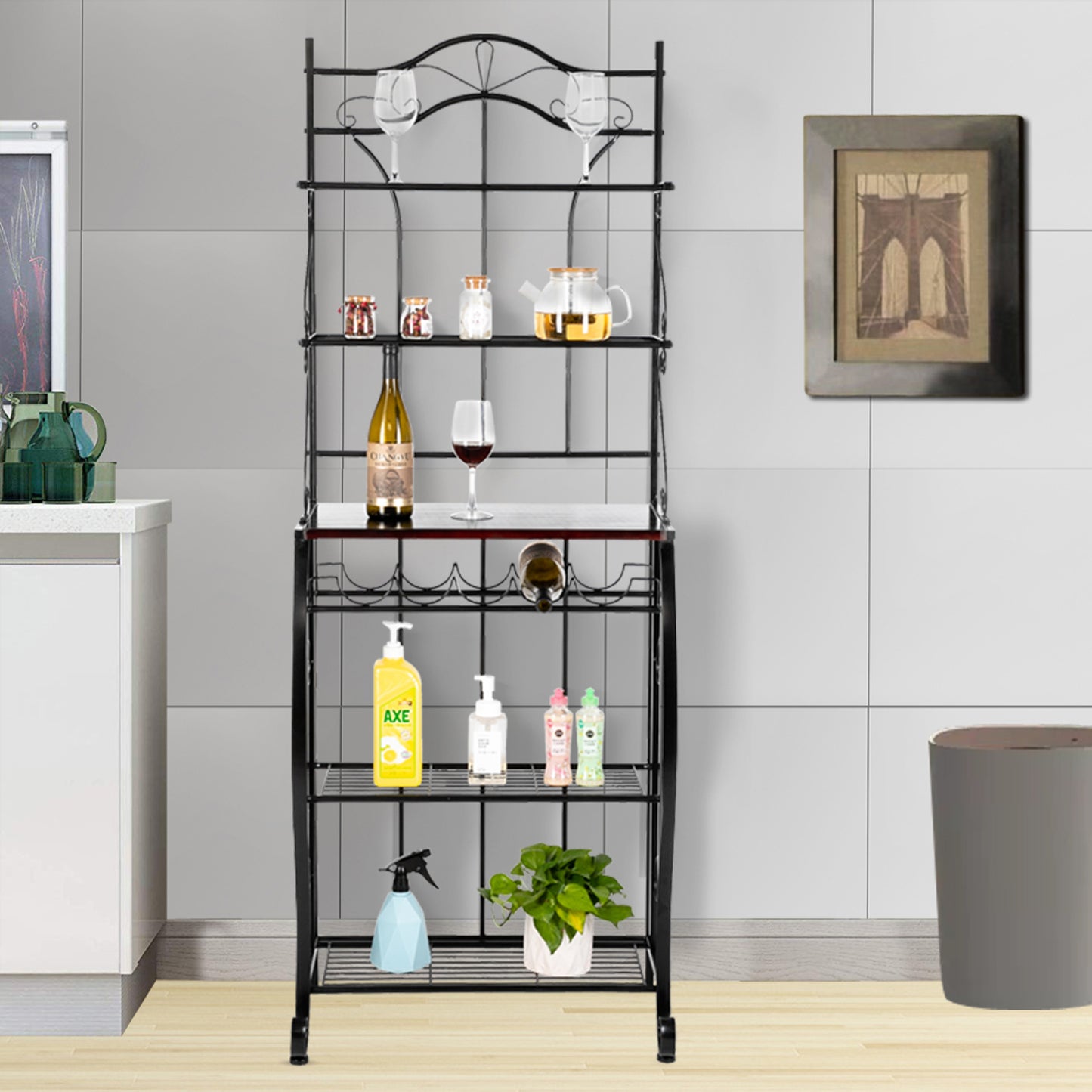 5-Tier Metal Kitchen Rack Metal Kitchen Bakers Decoration for Kitchen