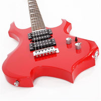 [Do Not Sell on Amazon]Glarry Flame Shaped Electric Guitar with 20W Electric Guitar Sound HSH Pickup Novice Guitar   Audio   Bag   Strap   Picks   Shake   Cable   Wrench Tool Red