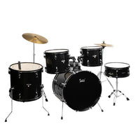 [Do Not Sell on Amazon]Glarry Full Size Adult Drum Set 5-Piece Black with Bass Drum, two Tom Drum, Snare Drum, Floor Tom, 16" Ride Cymbal, 14" Hi-hat Cymbals, Stool, Drum Pedal, Sticks