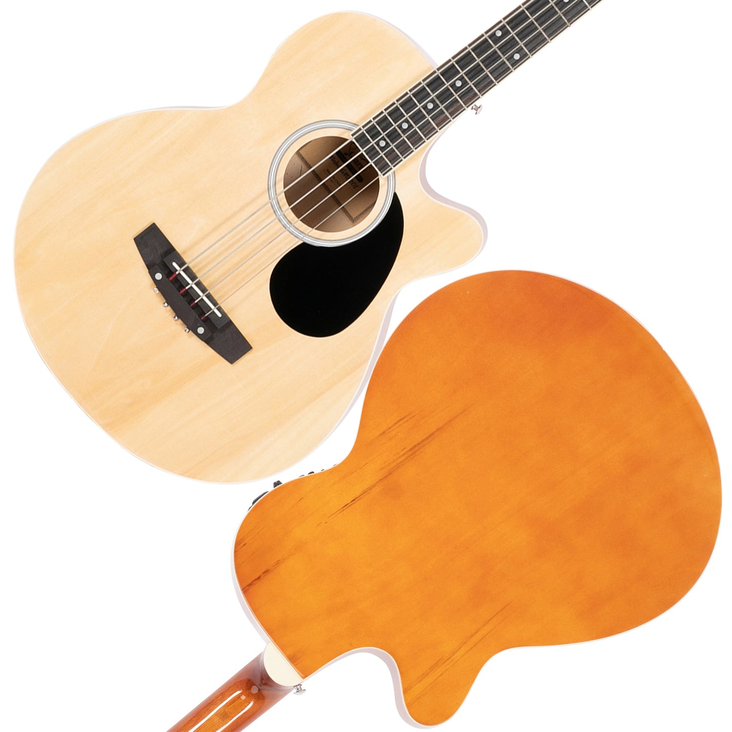 [Do Not Sell on Amazon] Glarry GMB101 4 string Electric Acoustic Bass Guitar w/ 4-Band Equalizer EQ-7545R Burlywood