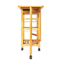 Portable Rolling Drop Leaf Kitchen Storage Trolley Cart Island Sapele Color