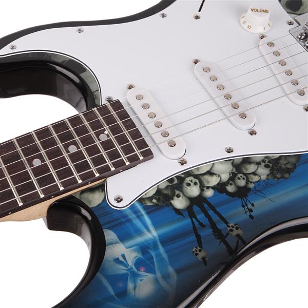 [Do Not Sell on Amazon]Glarry GST-E Electric Guitar Bag Shoulder Strap Pick Whammy Bar Cord Wrench Tool Blue