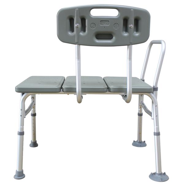 Medical Bathroom Safety Shower Tub Aluminium Alloy Bath Chair Transfer Bench with Back & Handle Gray