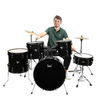 [Do Not Sell on Amazon]Glarry Full Size Adult Drum Set 5-Piece Black with Bass Drum, two Tom Drum, Snare Drum, Floor Tom, 16" Ride Cymbal, 14" Hi-hat Cymbals, Stool, Drum Pedal, Sticks