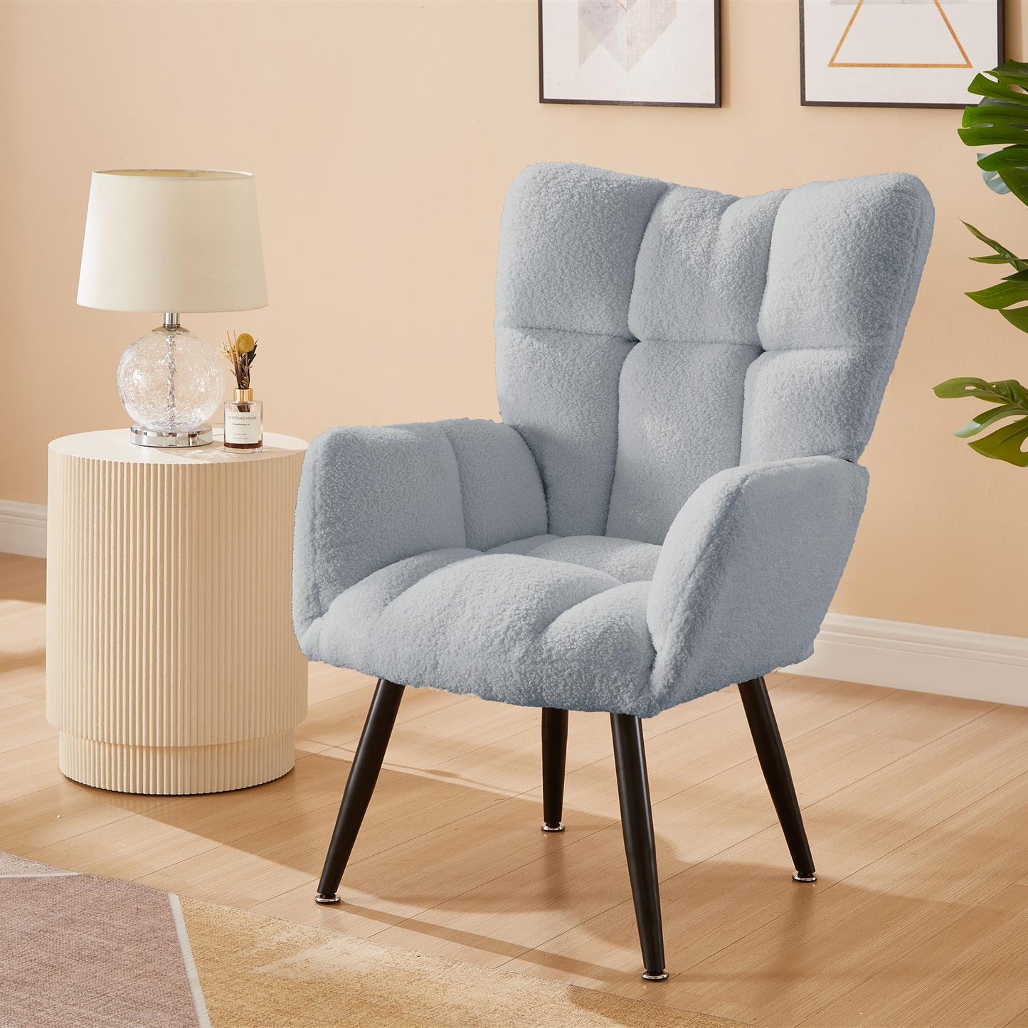 Modern Single Sofa Armchair with High Backrest Comfy Reading Chair for Small Spaces/Living Room/Bedroom/Apartment (COLOR:BLUE)