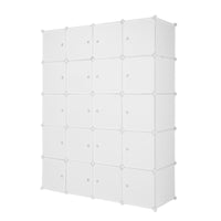 20 Cube Organizer Stackable Plastic Cube Storage Shelves Design Multifunctional Modular Closet Cabinet with Hanging Rod White