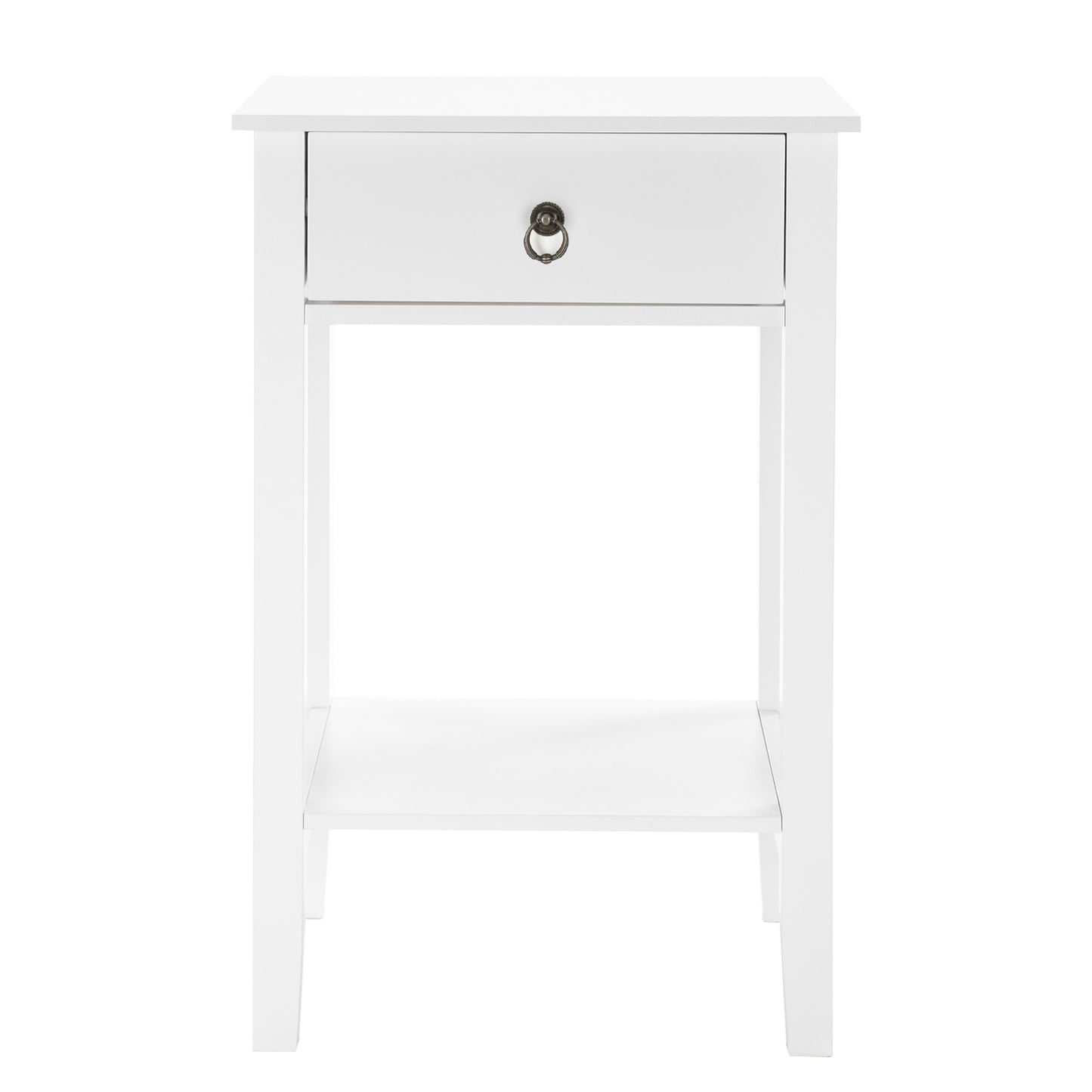 Two-layer Bedside Cabinet Coffee Table with Drawer White