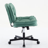 Armless-Office Desk Chair with Wheels: PU Leather Cross Legged Wide Chair,Comfortable Adjustable Swivel Computer Task Chairs for Home,Office,Make Up,Small Space,Bed Room