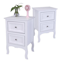 2pcs Country Style Two-Tier Night Tables Large Size White