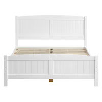 FCH Full Pine Single-Layer Core Vertical Stripe Full-Board Curved Bed Head With The Same Bed Foot Wooden Bed White