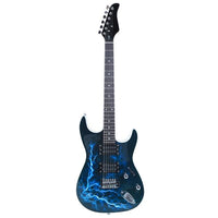 Lightning Style Electric Guitar with Power Cord/Strap/Bag/Plectrums Black & White