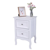 Country Style Two-Tier Night Table Large Size White