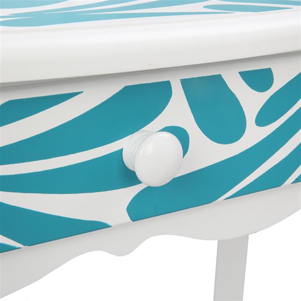 Three-Fold Mirror Single-Drawing Curved Foot Children Dressing Table Blue Zebra