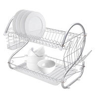 Multifunctional S-shaped Dual Layers Bowls & Dishes & Chopsticks & Spoons Collection Shelf Dish Drainer