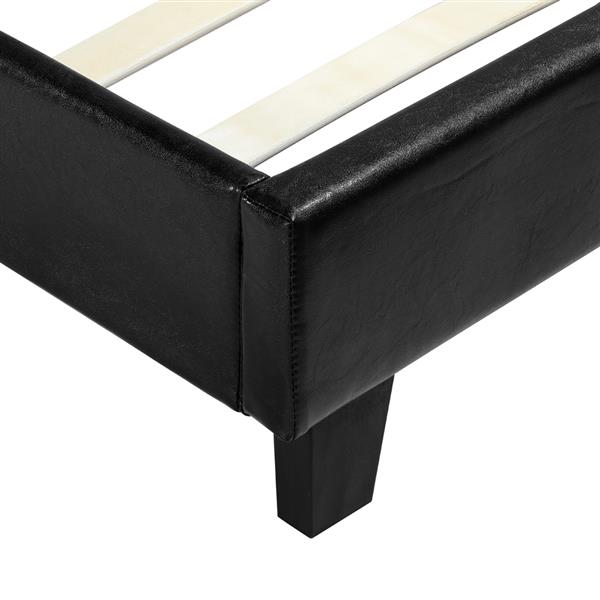 Simple PU Bed Frame Black Twin