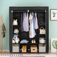 Portable Closet Organizer Storage, Wardrobe Closet with Non-Woven Fabric 14 Shelves, Easy to Assemble, Black