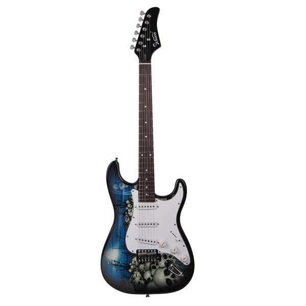 [Do Not Sell on Amazon]Glarry GST-E Electric Guitar Bag Shoulder Strap Pick Whammy Bar Cord Wrench Tool Blue