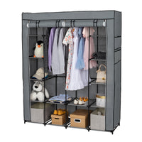 Portable Closet Organizer Storage, Wardrobe Closet with Non-Woven Fabric 14 Shelves, Easy to Assemble, Gray