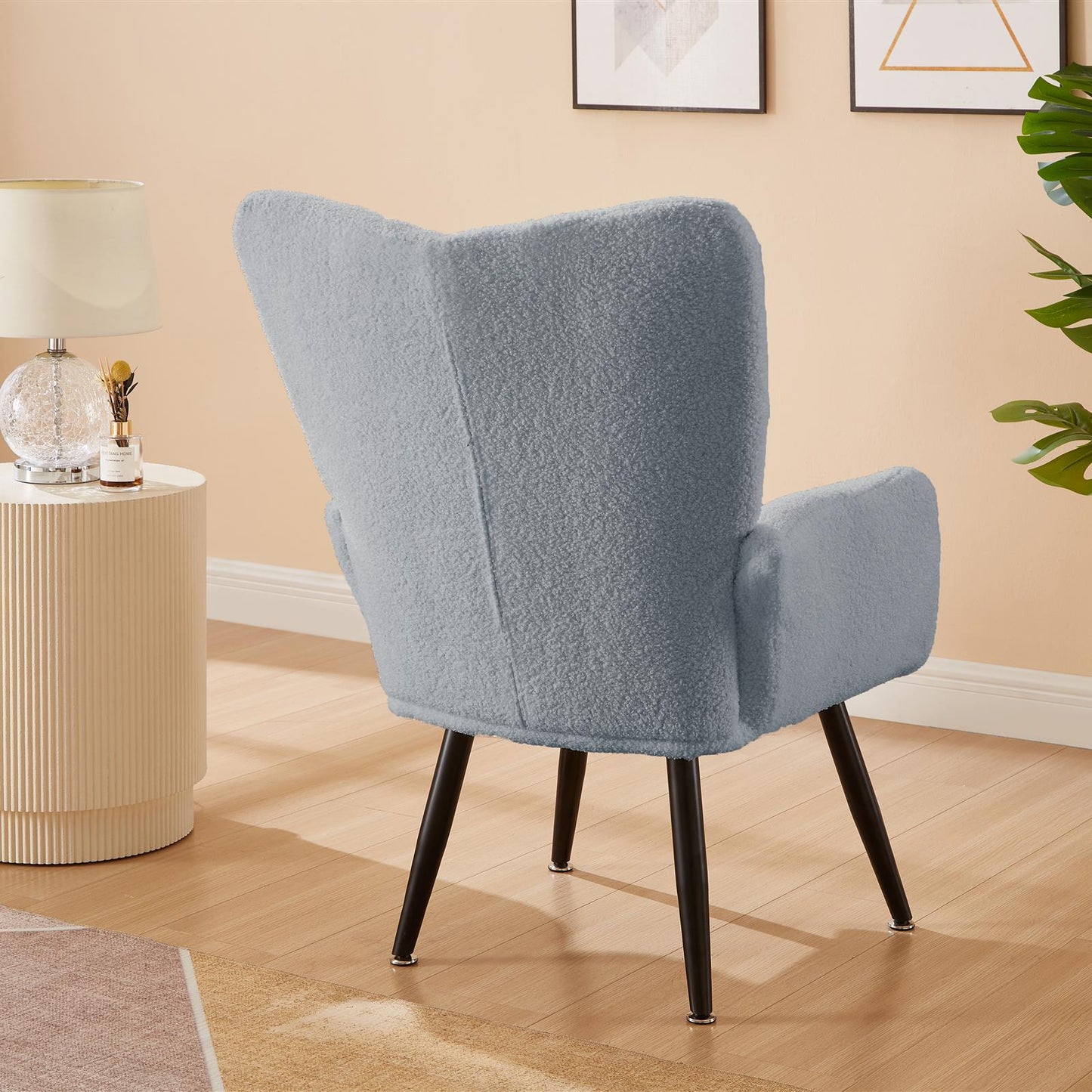 Modern Single Sofa Armchair with High Backrest Comfy Reading Chair for Small Spaces/Living Room/Bedroom/Apartment (COLOR:BLUE)