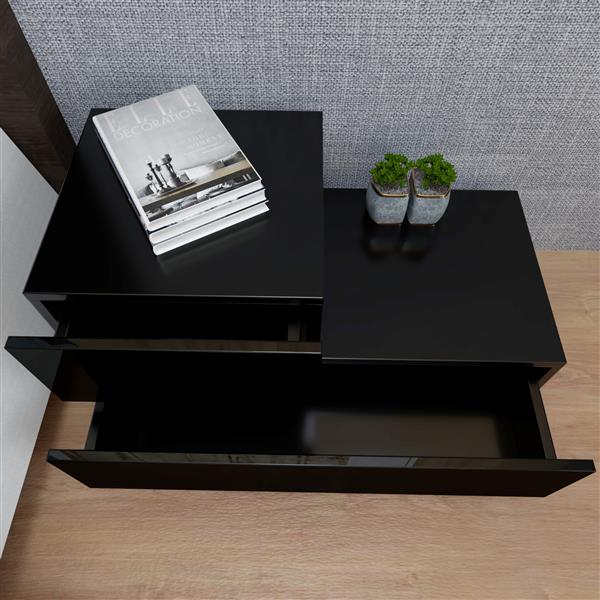 RGB LED 2-Drawer Nightstand End Table Black