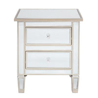 Modern and Contemporary Mirrored 2-Drawers Nightstand Bedside Table Silver Rose