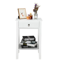 Two-layer Bedside Cabinet Coffee Table with Drawer White