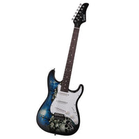 [Do Not Sell on Amazon]Glarry GST-E Electric Guitar Bag Shoulder Strap Pick Whammy Bar Cord Wrench Tool Blue