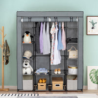 Portable Closet Organizer Storage, Wardrobe Closet with Non-Woven Fabric 14 Shelves, Easy to Assemble, Gray