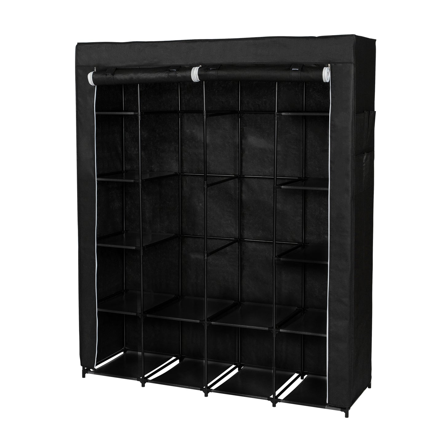 Portable Closet Organizer Storage, Wardrobe Closet with Non-Woven Fabric 14 Shelves, Easy to Assemble, Black