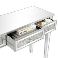 Silver MDF Mirror Surface Broken Glass Three Pumping Computer Desk