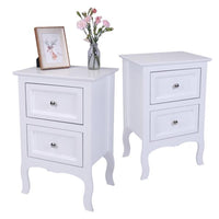 2pcs Country Style Two-Tier Night Tables Large Size White