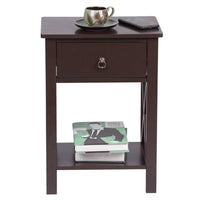 Nightstand Modern End Table, Side Table with 1 Drawer and Storage Shelf, Brown