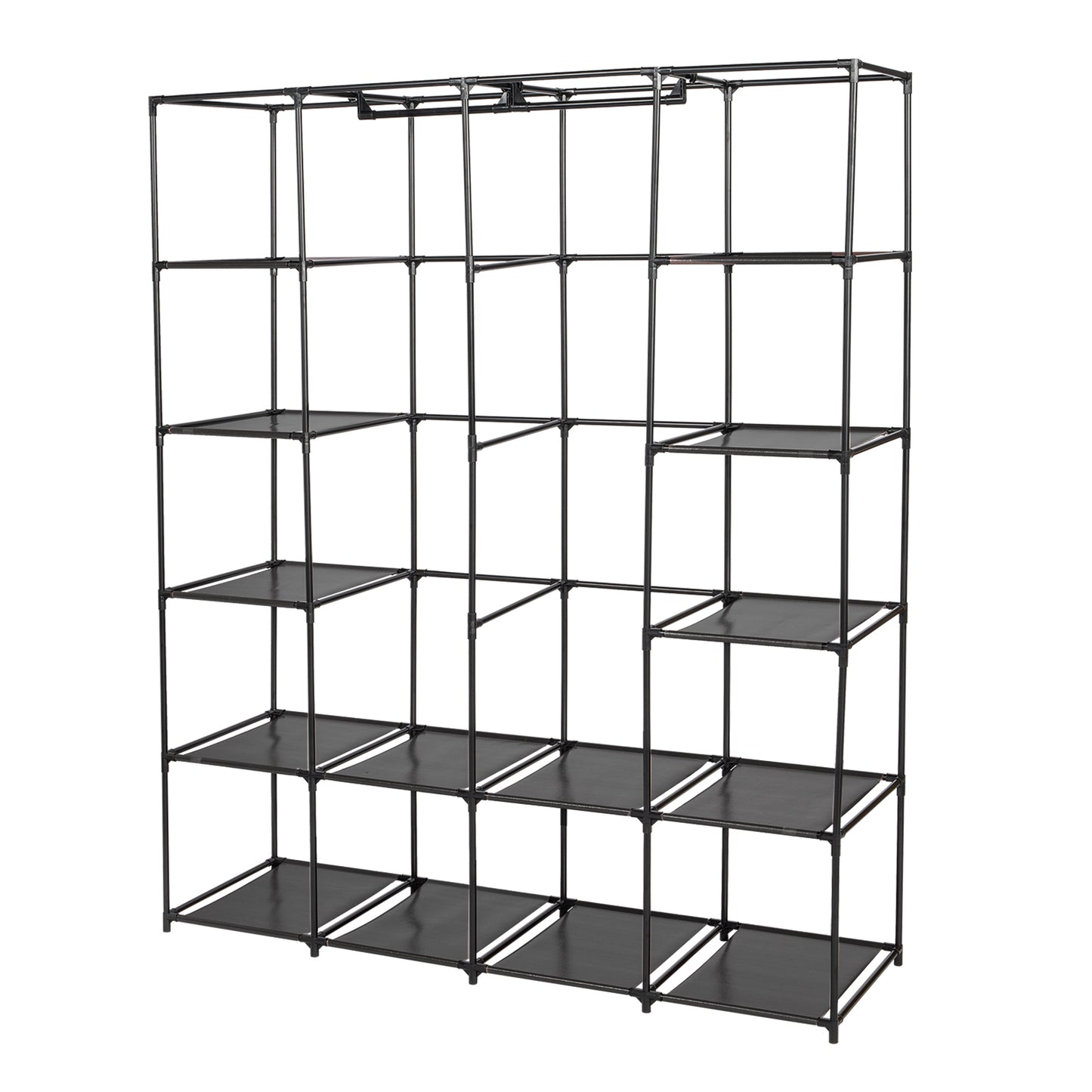 Portable Closet Organizer Storage, Wardrobe Closet with Non-Woven Fabric 14 Shelves, Easy to Assemble, Black