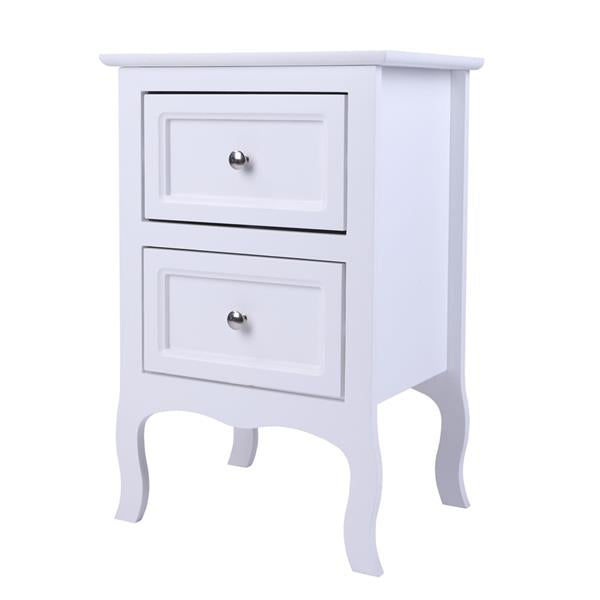 Country Style Two-Tier Night Table Large Size White