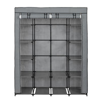 Portable Closet Organizer Storage, Wardrobe Closet with Non-Woven Fabric 14 Shelves, Easy to Assemble, Gray