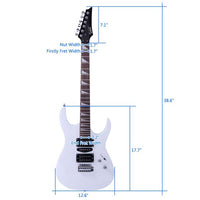 [Do Not Sell on Amazon]Glarry 170 Model With 20W Electric Guitar Pickup Hsh Pickup Guitar   Stereo   Bag   Harness   Picks   Rocker   Connector     Wrench Tool White