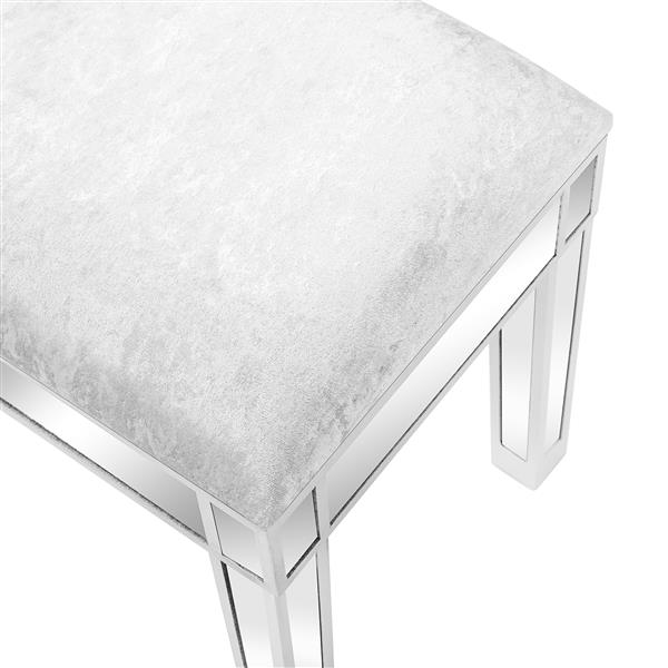 Modern Style Mirrored Vanity Stool Silver Gray