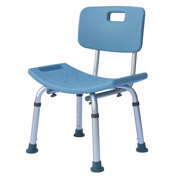 Medical Bathroom Safety Shower Tub Aluminium Alloy Bath Chair Seat Bench with Removable Back Blue