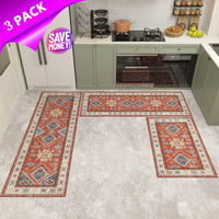 Kitchen Rug Sets 3 Piece with Runner Non Slip Kitchen Rugs and Mats Washable Kitchen Mats for Floor Thick Kitchen Floor Mat Carpet Runner Rugs for Hallway Laundry Holiday Decor